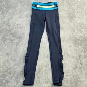Lululemon Leggings Womens 2 Blue Speed Up Tight Brushed Interlock Inkwell Gym